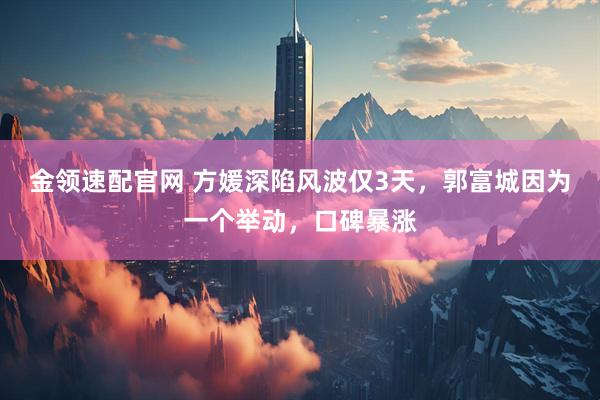 金领速配官网 方媛深陷风波仅3天，郭富城因为一个举动，口碑暴涨